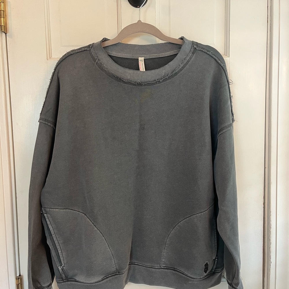 Free People Gray Crewneck Sweatshirt Relaxed Fit
